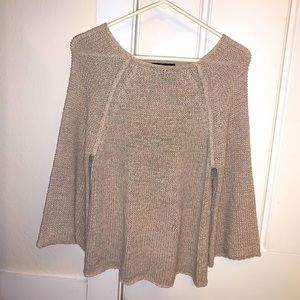 Bell sleeve woven open back sweater